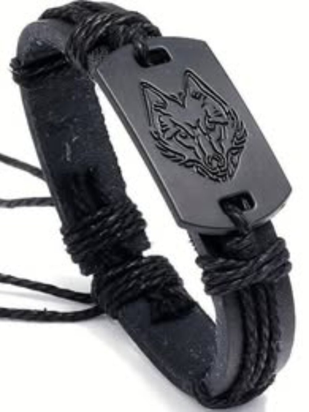 New Adjustable Leather Wolf Bracelet